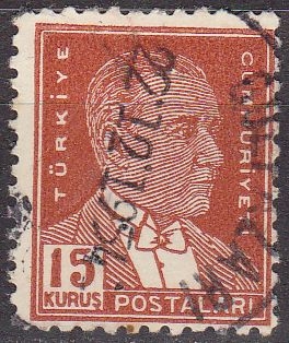 Z vendido TURQUIA Turkia 1932 Scott 751 Sello Fundador y 1º Presidente Mustafa Kernal Ataturk usado 